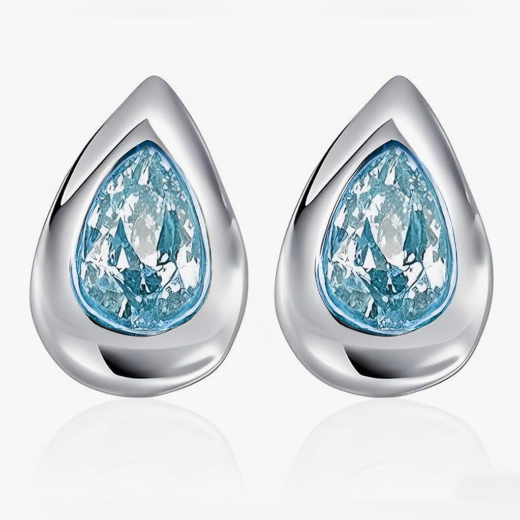 Gorgeous Neiman Marcus Silver Aquamarine Pear Shaped Earrings